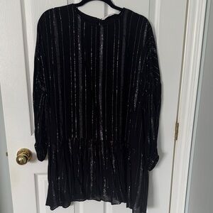 Zara Black Dress with Metallic Stripes